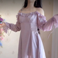 Fashion Purple Homecoming Dress Long Sleeve Ruffles A-Line Birthday Dress C8223