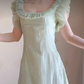 Romantic Jewel Neck Light Green Prom Dress Ruffles A-Line Evening Dress C8224
