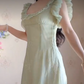 Romantic Jewel Neck Light Green Prom Dress Ruffles A-Line Evening Dress C8224