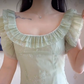 Romantic Jewel Neck Light Green Prom Dress Ruffles A-Line Evening Dress C8224