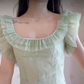 Romantic Jewel Neck Light Green Prom Dress Ruffles A-Line Evening Dress C8224