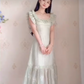 Romantic Jewel Neck Light Green Prom Dress Ruffles A-Line Evening Dress C8224