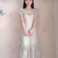 Romantic Jewel Neck Light Green Prom Dress Ruffles A-Line Evening Dress C8224