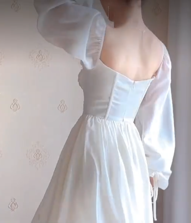 Elegant White Prom Dress Chiffon A-Line Evening Dress C8225