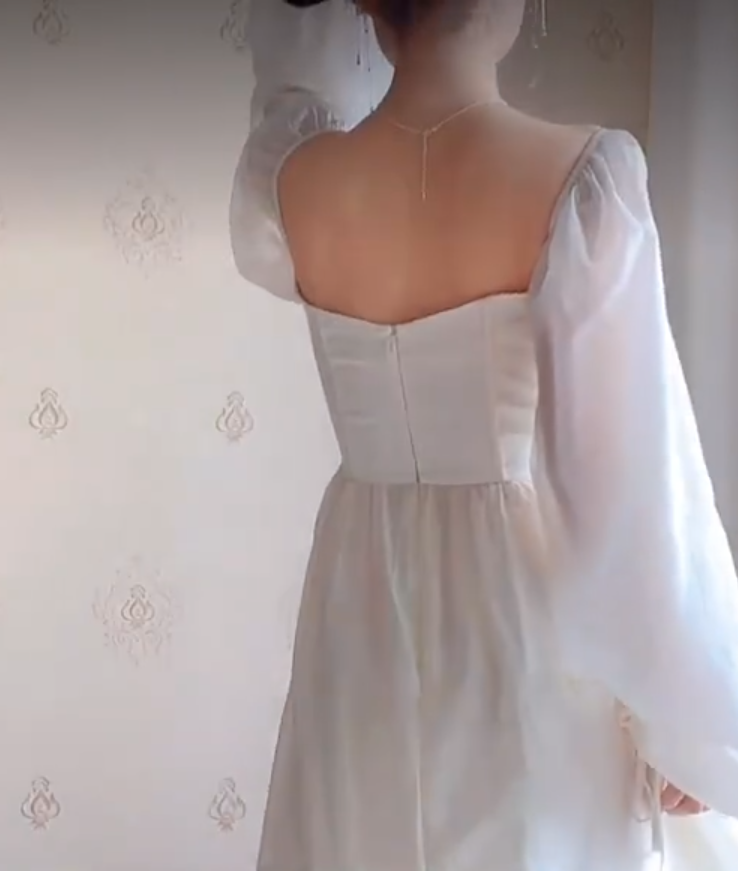 Elegant White Prom Dress Chiffon A-Line Evening Dress C8225