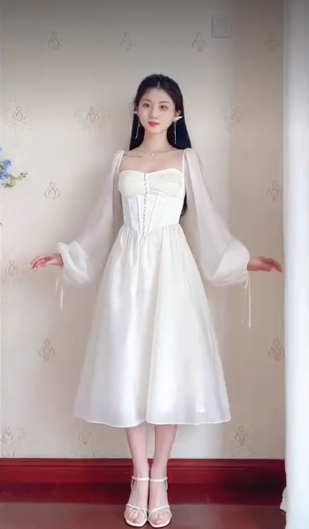 Elegant White Prom Dress Chiffon A-Line Evening Dress C8225