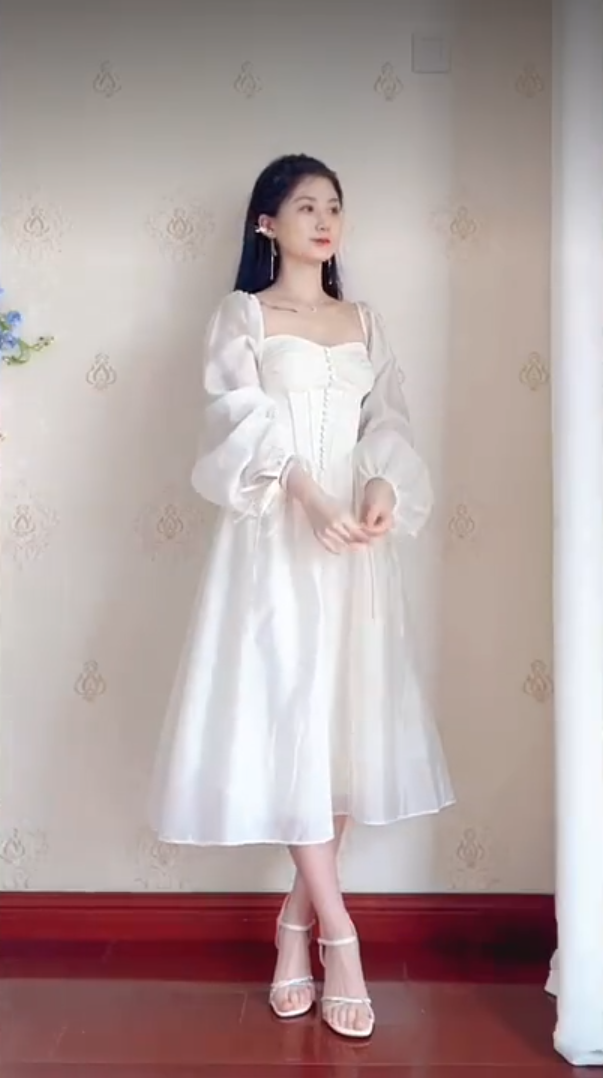 Elegant White Prom Dress Chiffon A-Line Evening Dress C8225