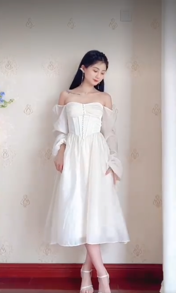 Elegant White Prom Dress Chiffon A-Line Evening Dress C8225