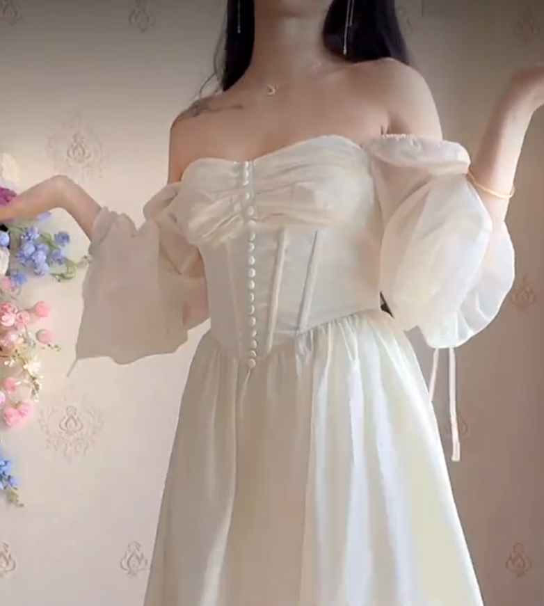 Elegant White Prom Dress Chiffon A-Line Evening Dress C8225