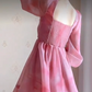 Mini robe de soirée en satin, sans bretelles, sans manches, ligne a, simple, C899
