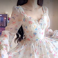 Unique Floral Homecoming Dress Long Sleeve Tiered A-Line Birthday Dress C8227