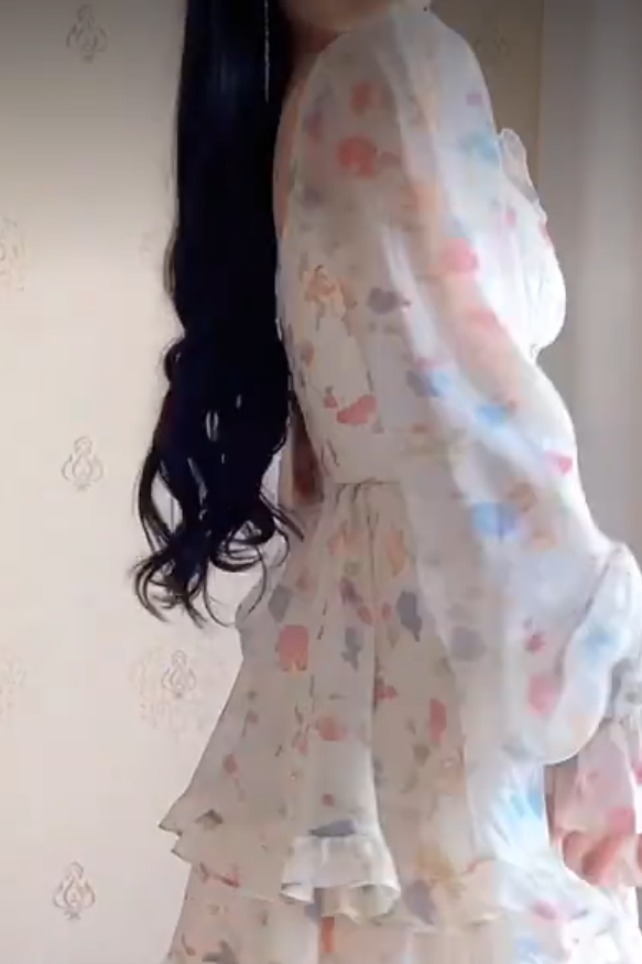 Unique Floral Homecoming Dress Long Sleeve Tiered A-Line Birthday Dress C8227