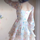 Unique Floral Homecoming Dress Long Sleeve Tiered A-Line Birthday Dress C8227