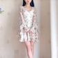 Unique Floral Homecoming Dress Long Sleeve Tiered A-Line Birthday Dress C8227