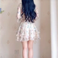 Unique Floral Homecoming Dress Long Sleeve Tiered A-Line Birthday Dress C8227