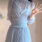 Flowy Blue Prom Dress Chiffon A-Line Evening Dress C8229