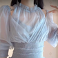 Flowy Blue Prom Dress Chiffon A-Line Evening Dress C8229