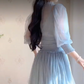 Flowy Blue Prom Dress Chiffon A-Line Evening Dress C8229