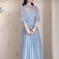 Flowy Blue Prom Dress Chiffon A-Line Evening Dress C8229