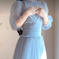 Flowy Blue Prom Dress Chiffon A-Line Evening Dress C8229