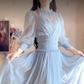 Flowy Blue Prom Dress Chiffon A-Line Evening Dress C8229