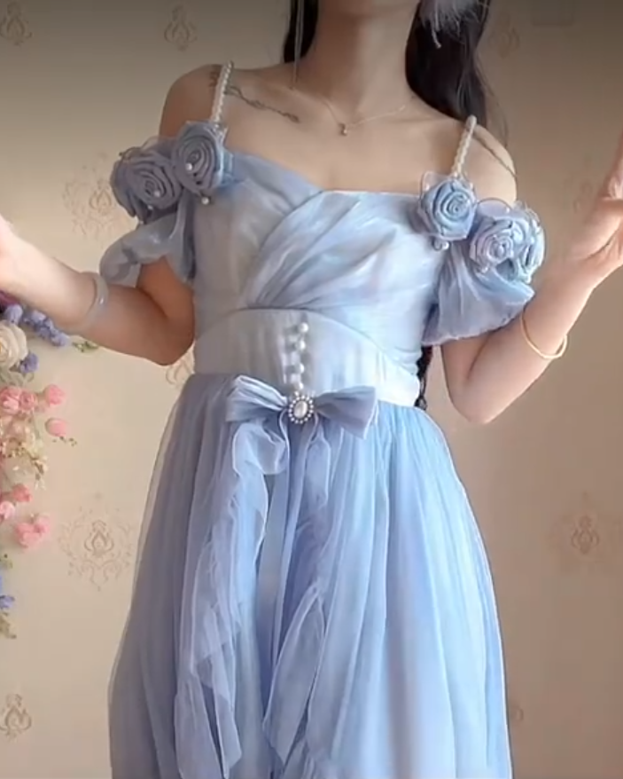 Robe de bal de princesse bustier à volants en satin long, robe de soirée C8117
