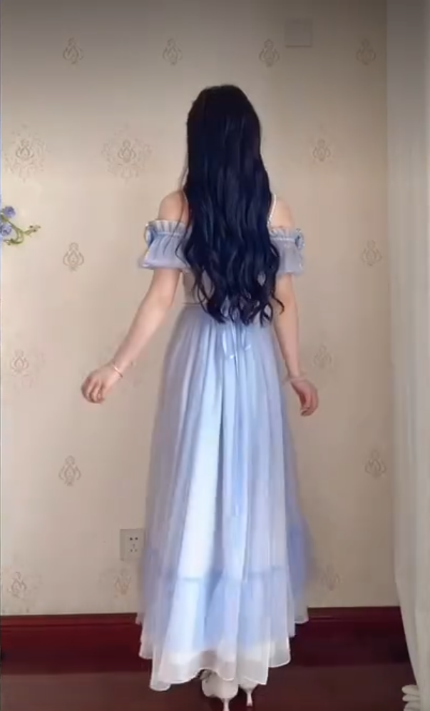Robe de bal de princesse bustier à volants en satin long, robe de soirée C8117