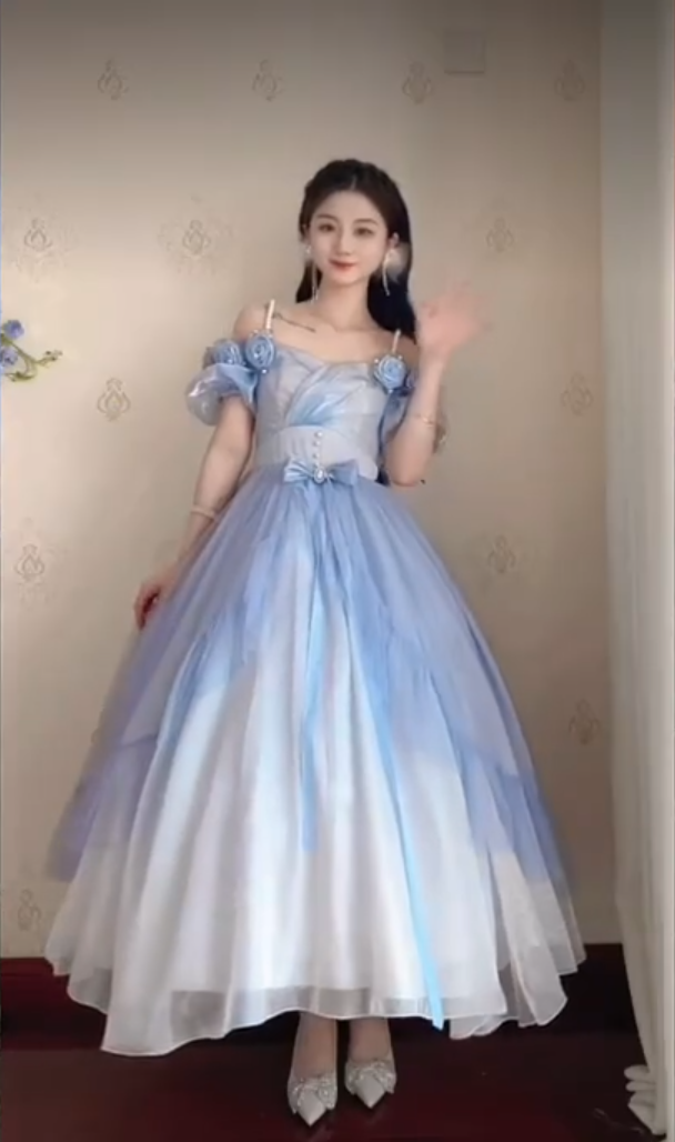 Robe de bal de princesse bustier à volants en satin long, robe de soirée C8117