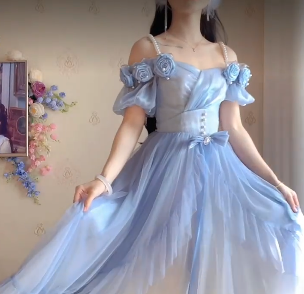 Robe de bal de princesse bustier à volants en satin long, robe de soirée C8117