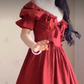 Alluring Off-the-Shoulder Red Prom Dress Lace Ruffled A-Line Evening Dress C8233