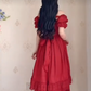 Alluring Off-the-Shoulder Red Prom Dress Lace Ruffled A-Line Evening Dress C8233