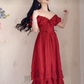 Alluring Off-the-Shoulder Red Prom Dress Lace Ruffled A-Line Evening Dress C8233