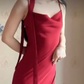 Mini robe de soirée en satin, sans bretelles, sans manches, ligne a, simple, C899