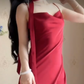 Mini robe de soirée en satin, sans bretelles, sans manches, ligne a, simple, C899