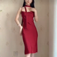 Mini robe de soirée en satin, sans bretelles, sans manches, ligne a, simple, C899