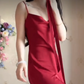 Mini robe de soirée en satin, sans bretelles, sans manches, ligne a, simple, C899