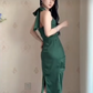 Robe de bal de princesse bustier à volants en satin long, robe de soirée C8117