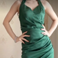Robe de bal de princesse bustier à volants en satin long, robe de soirée C8117