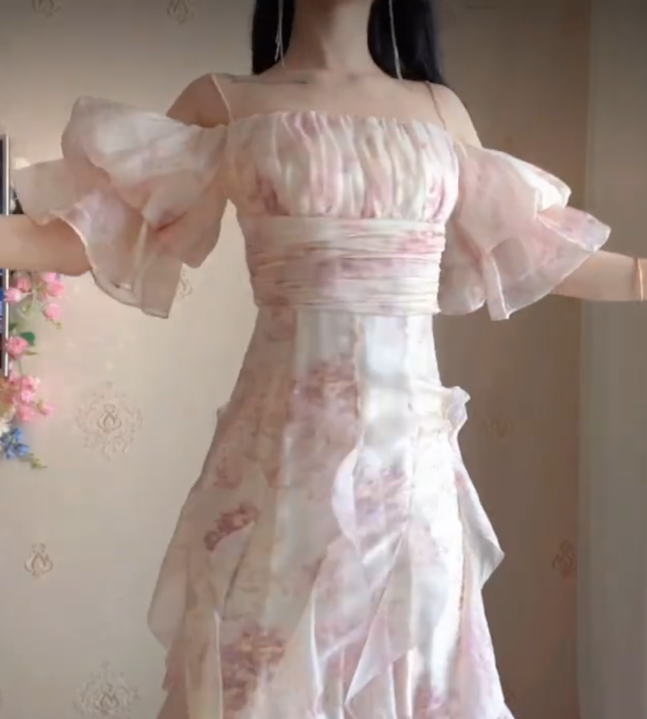 Robe de bal de princesse bustier à volants en satin long, robe de soirée C8117