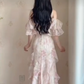 Robe de bal de princesse bustier à volants en satin long, robe de soirée C8117