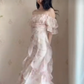 Robe de bal de princesse bustier à volants en satin long, robe de soirée C8117