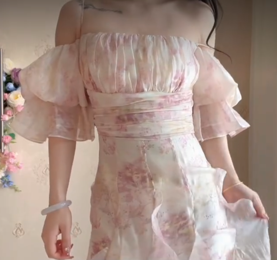 Robe de bal de princesse bustier à volants en satin long, robe de soirée C8117