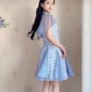 Mini robe de soirée en satin, sans bretelles, sans manches, ligne a, simple, C899