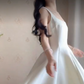 Robe de bal de princesse bustier à volants en satin long, robe de soirée C8117