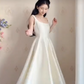 Robe de bal de princesse bustier à volants en satin long, robe de soirée C8117