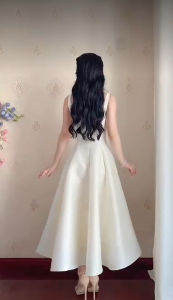 Robe de bal de princesse bustier à volants en satin long, robe de soirée C8117