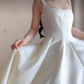 Robe de bal de princesse bustier à volants en satin long, robe de soirée C8117