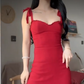 Mini robe de soirée en satin, sans bretelles, sans manches, ligne a, simple, C899