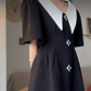 Trendy Crystals Black Homecoming Dress Short Sleeve A-Line Birthday Dress C8246