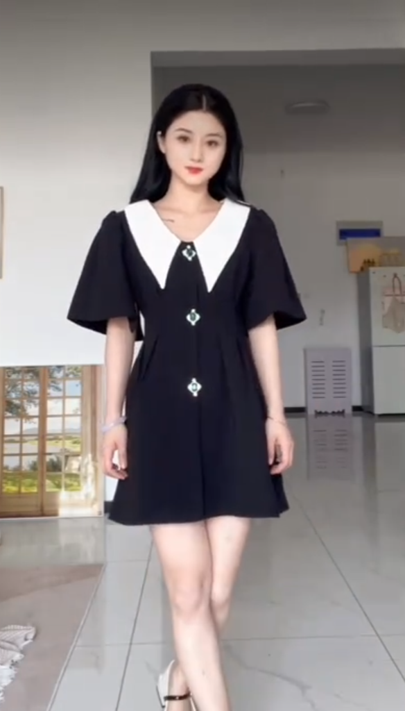 Trendy Crystals Black Homecoming Dress Short Sleeve A-Line Birthday Dress C8246